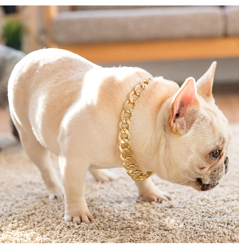 FATHIN Plastic Punk Gold Dog Chain Collar Pet Jewelry Photo Props Dog Accessories 37CM for Small Large Dogs