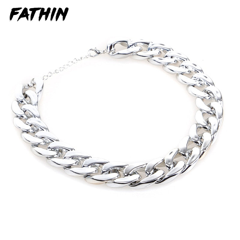 FATHIN Plastic Punk Gold Dog Chain Collar Pet Jewelry Photo Props Dog Accessories 37CM for Small Large Dogs