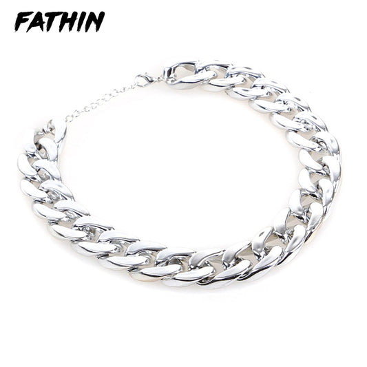 FATHIN Plastic Punk Gold Dog Chain Collar Pet Jewelry Photo Props Dog Accessories 37CM for Small Large Dogs