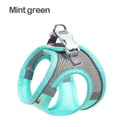 Kimpets Dog Harness Clothes Vest Chest Collars Rope Small Dogs Reflective Breathable Adjustable Outdoor Walking Pet Supplies
