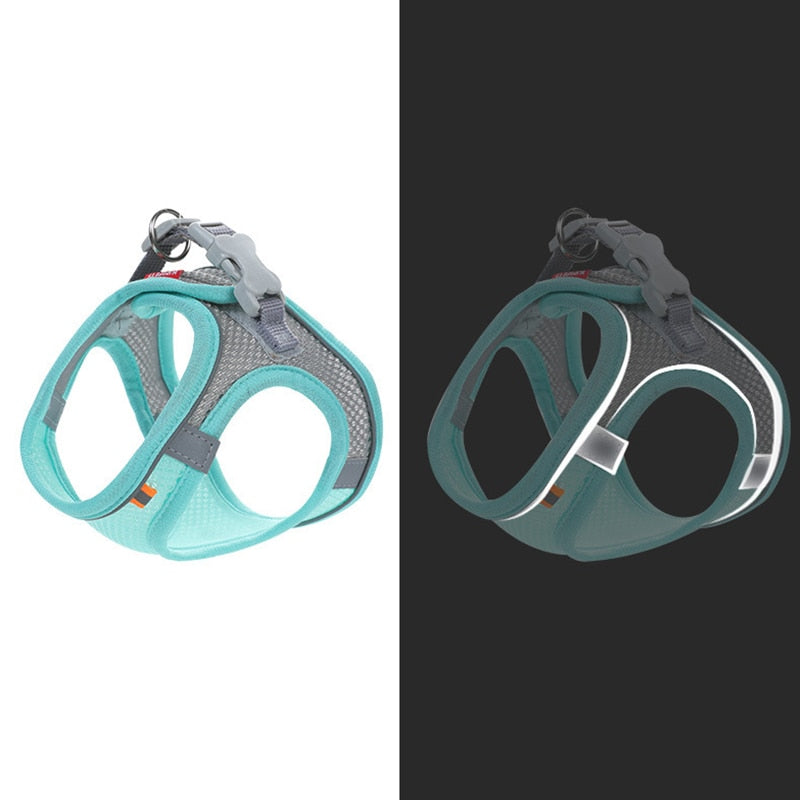 Kimpets Dog Harness Clothes Vest Chest Collars Rope Small Dogs Reflective Breathable Adjustable Outdoor Walking Pet Supplies