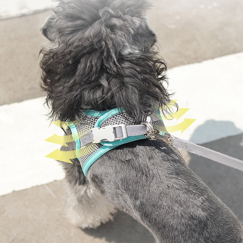 Kimpets Dog Harness Clothes Vest Chest Collars Rope Small Dogs Reflective Breathable Adjustable Outdoor Walking Pet Supplies