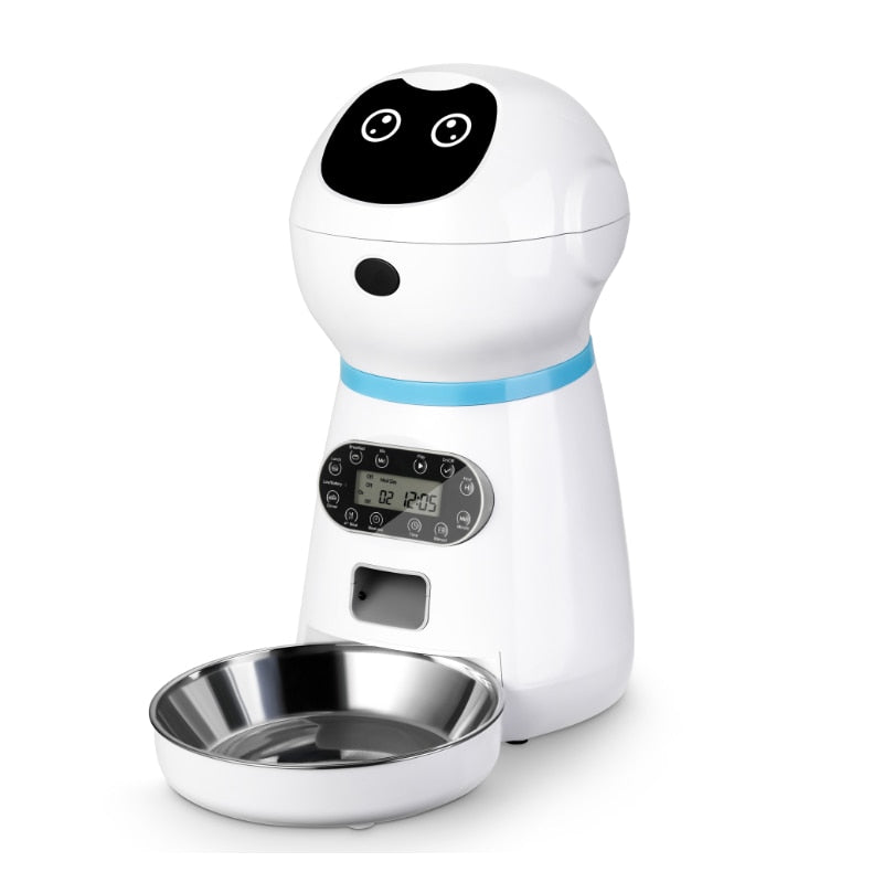 Automatic Pet Smart Food Dispenser for Dogs Timer Stainless Steel Bowl Auto Dog Pet Feeder.