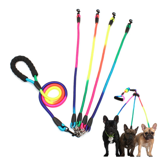 New Rainbow Multi Dogs Leash Nylon Detachable for all size dogs.