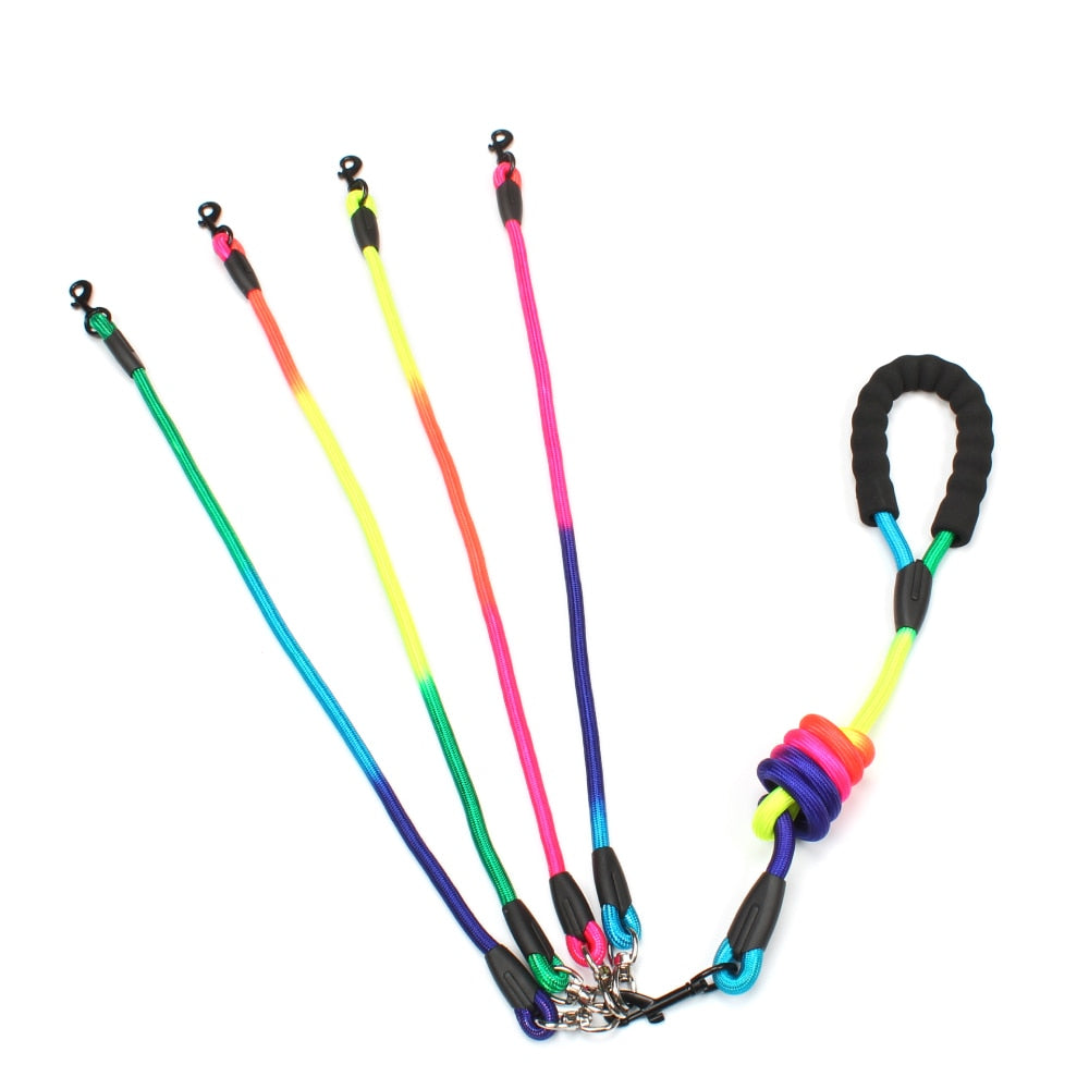 New Rainbow Multi Dogs Leash Nylon Detachable for all size dogs.