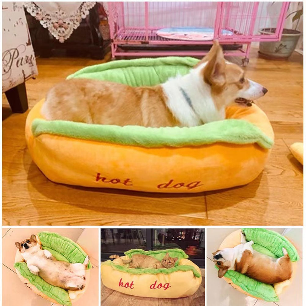 Cute hot dog kennel detachable washable Teddy Poodle bed.