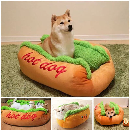 Cute hot dog kennel detachable washable Teddy Poodle bed.