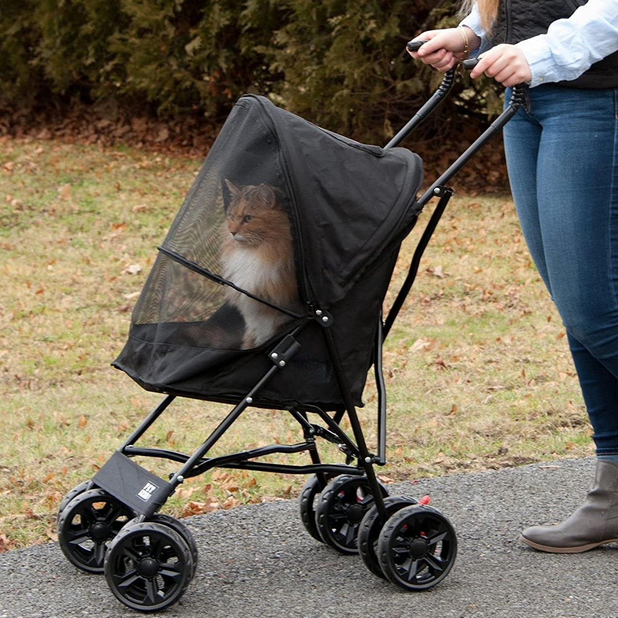 Luxury Pet Stroller Newborn Foldable 4 Wheel Shock Absorbing Stroller Dog Carrier.