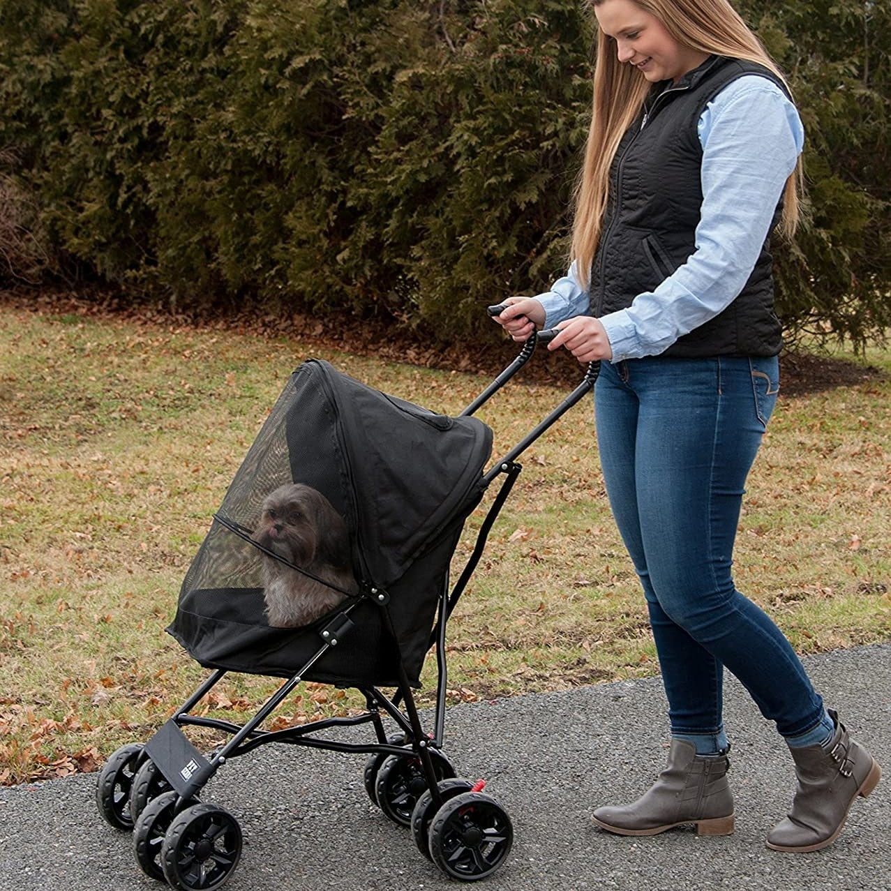 Luxury Pet Stroller Newborn Foldable 4 Wheel Shock Absorbing Stroller Dog Carrier.