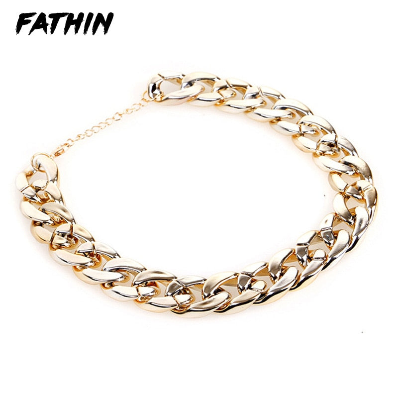 FATHIN Plastic Punk Gold Dog Chain Collar Pet Jewelry Photo Props Dog Accessories 37CM for Small Large Dogs