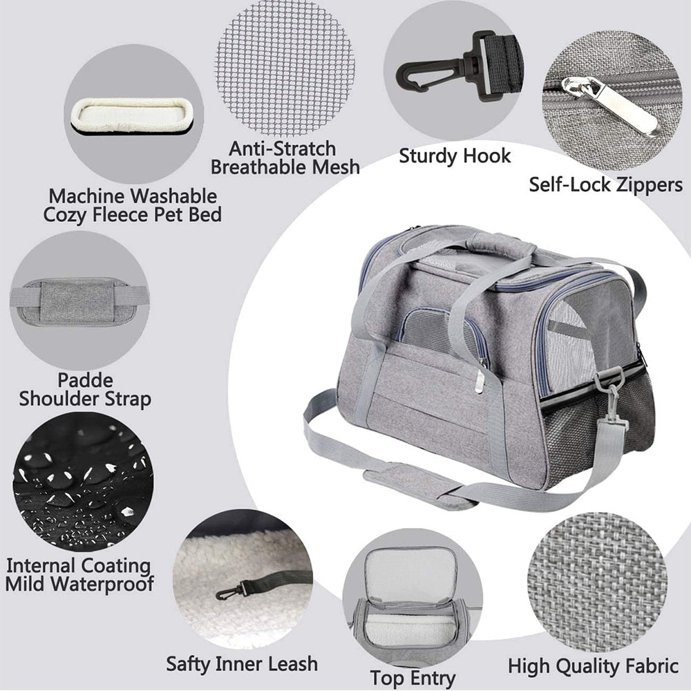 Dog Carrier Bag Portable Dog Backpack With Mesh Window Airline Approved Small Pet Transport Bag Carrier For Dogs