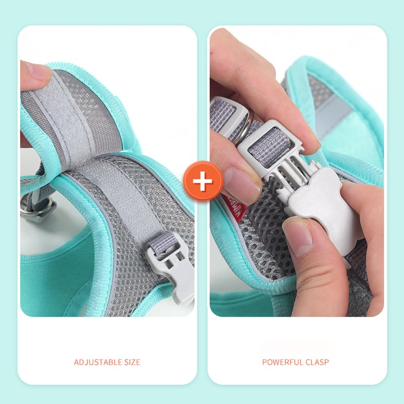 Kimpets Dog Harness Clothes Vest Chest Collars Rope Small Dogs Reflective Breathable Adjustable Outdoor Walking Pet Supplies