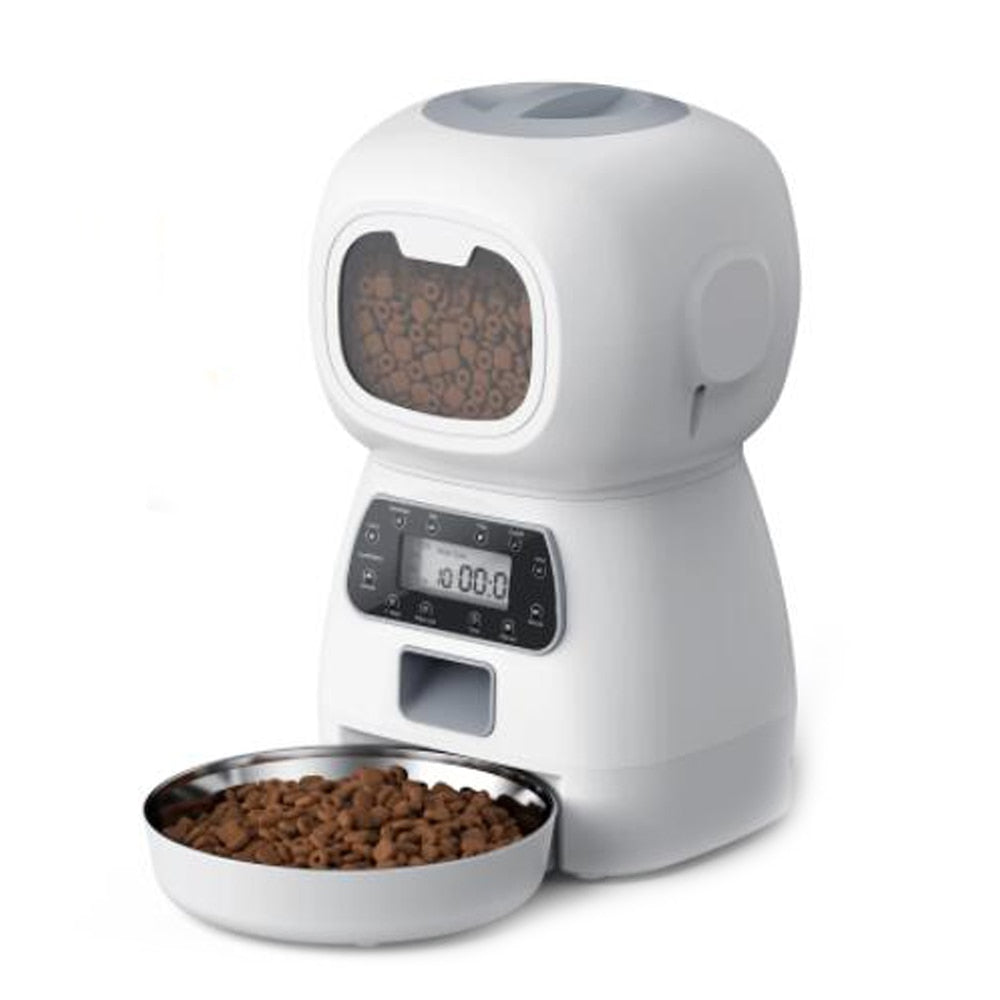Automatic Pet Smart Food Dispenser for Dogs Timer Stainless Steel Bowl Auto Dog Pet Feeder.