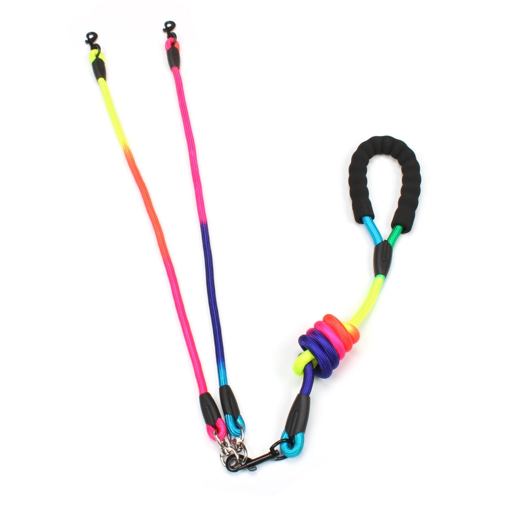 New Rainbow Multi Dogs Leash Nylon Detachable for all size dogs.
