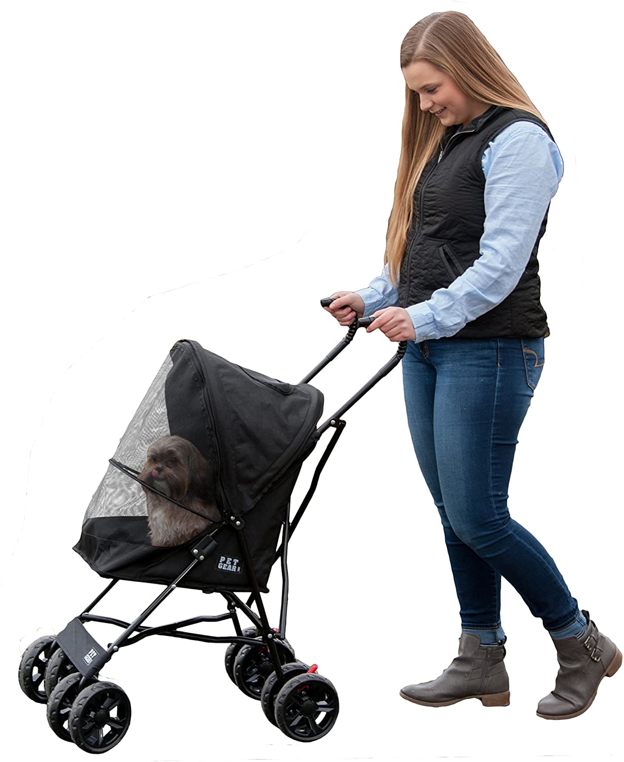 Luxury Pet Stroller Newborn Foldable 4 Wheel Shock Absorbing Stroller Dog Carrier.