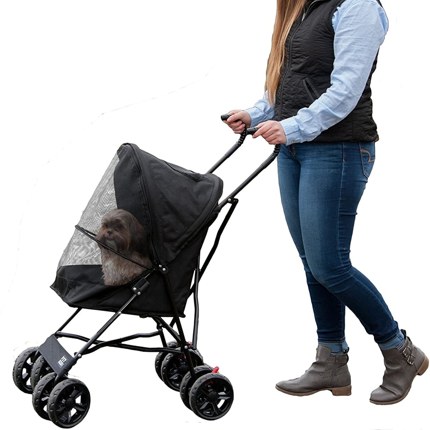 Luxury Pet Stroller Newborn Foldable 4 Wheel Shock Absorbing Stroller Dog Carrier.