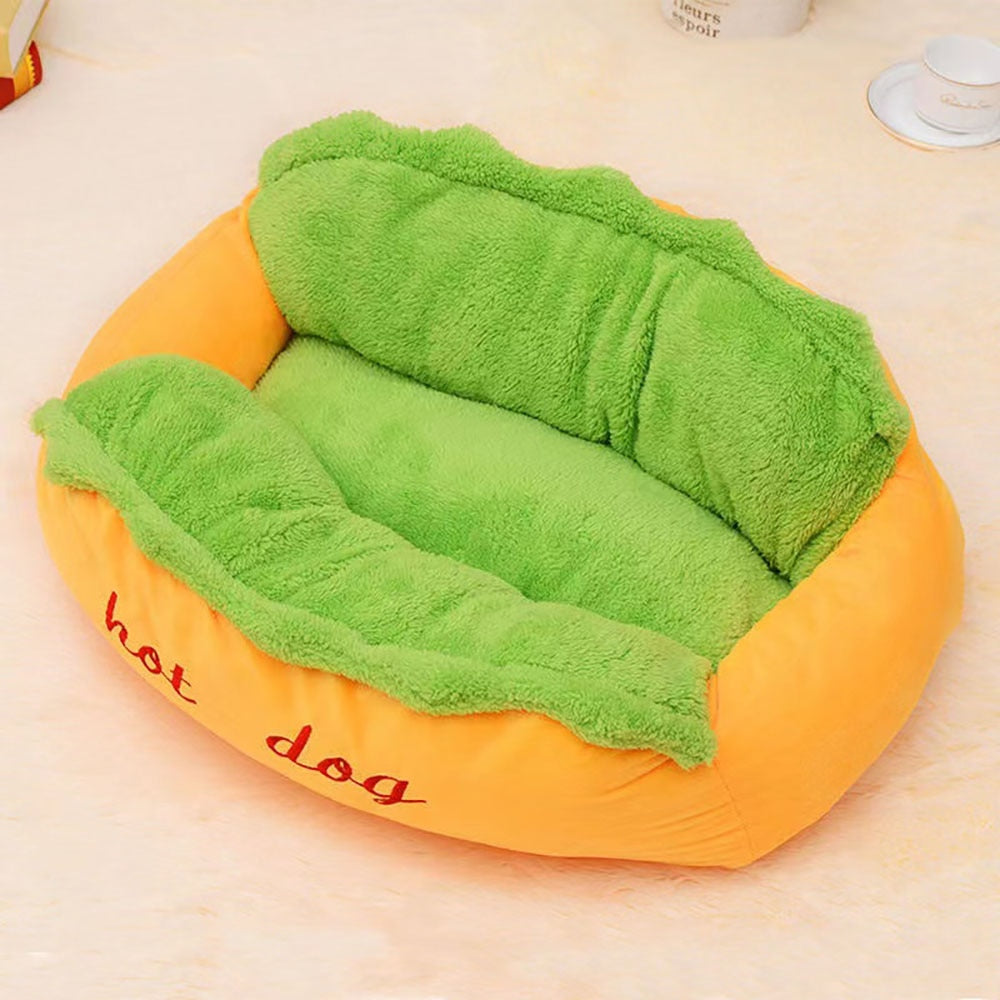 Cute hot dog kennel detachable washable Teddy Poodle bed.