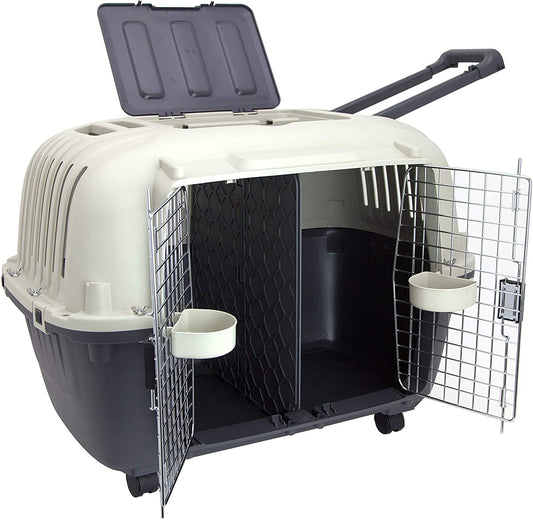 Two-door pet air crate can hold two pets Transport Carry Case Dog Travel Bag Airline Approved Tote.