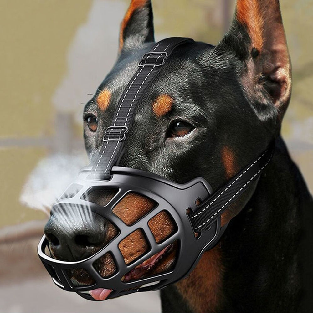 Adjustable Dog Muzzle Soft Silicone Breathable Strong Basket Small Medium-Large X-Large Dogs.