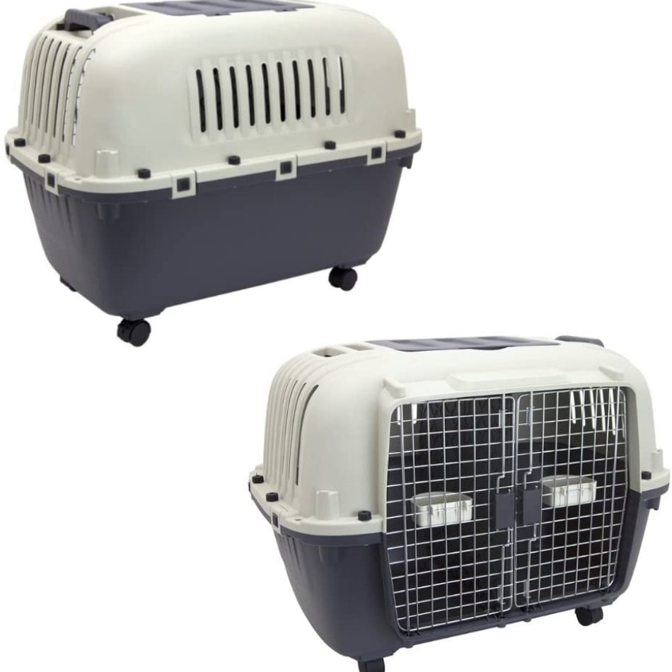Two-door pet air crate can hold two pets Transport Carry Case Dog Travel Bag Airline Approved Tote.