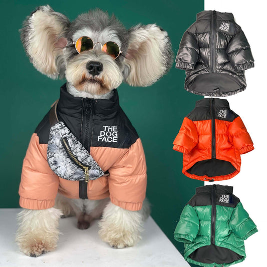 Dog face pet down winter jackets for French bully's all size.