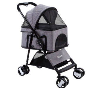 Pet Stroller Dog Carrier Foldable Pram 3 IN 1 Middle Size Grey