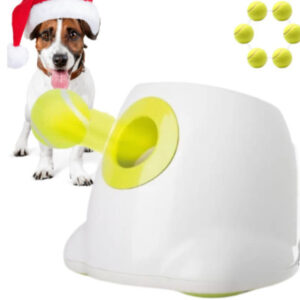 Automatic Ball Launcher Throwing Machine Dog Toys Interactive Tennis Pet 6Balls