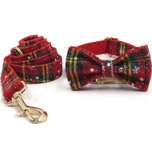 Personalised Dog Collar and Leash - Christmas set
