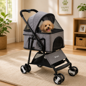 Pet Stroller Dog Carrier Foldable Pram 3 IN 1 Middle Size Grey