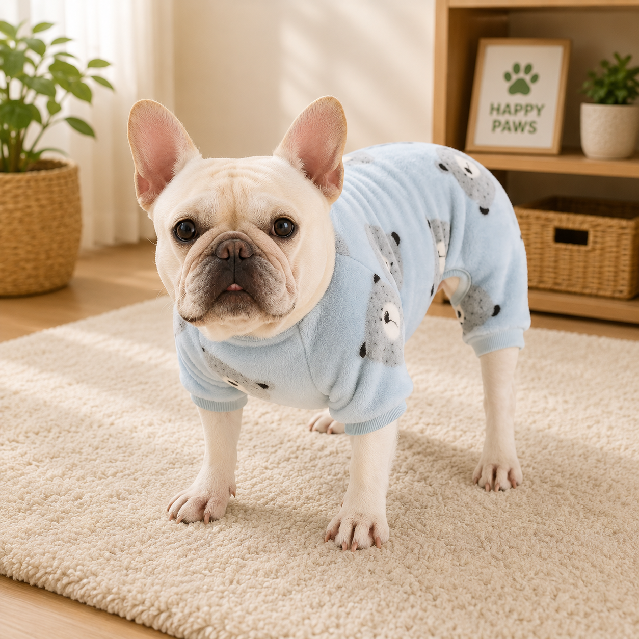 “Teddy Bear Print Dog Fleece for Ultimate Warmth"