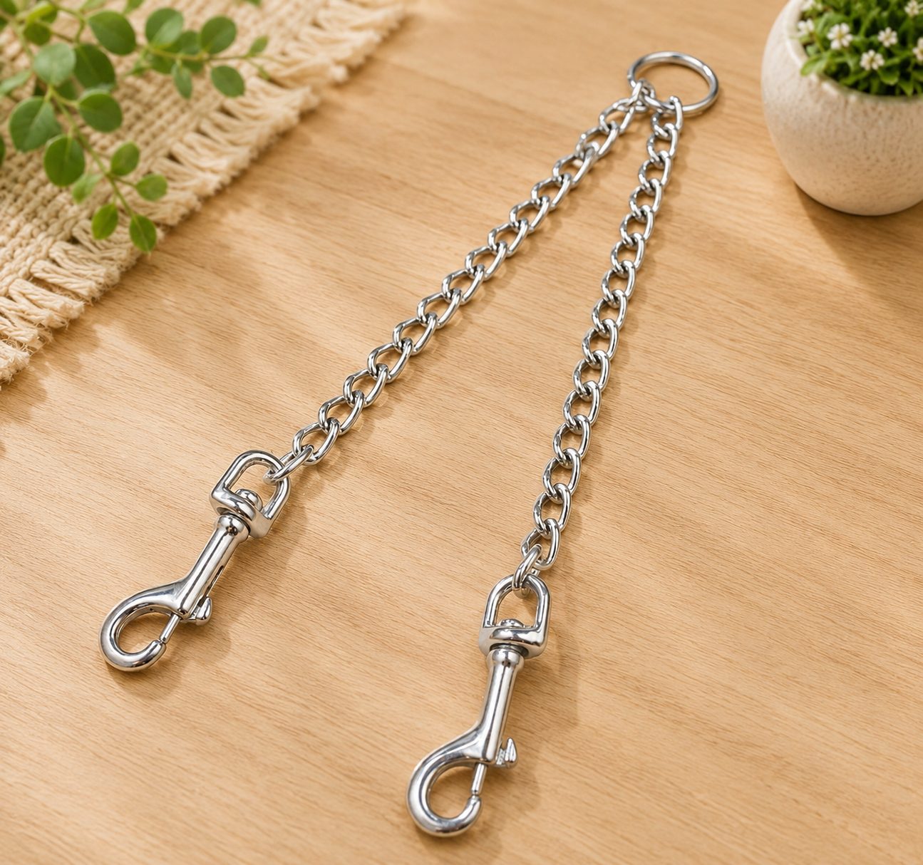 Double Dog Leash - Stainless Steel